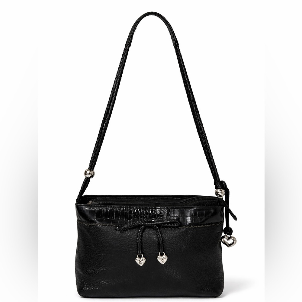 Brighton Black Leather Shoulder Bag Croc embossed shoulder bag - Picture 13 of 14